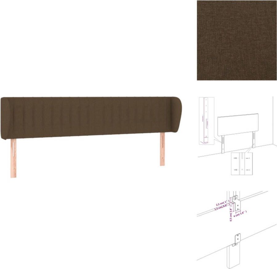 VidaXL Hoofdeind Bed Donkerbruin 163 x 23 x 78 88 cm Duurzaam stof Verstelbare hoogte Stevige houten poten Bedonderdeel - Foto 1