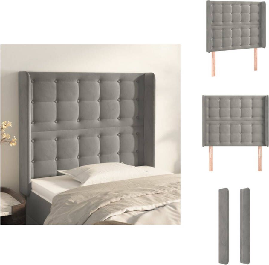 VidaXL Klassieke Hoofdbord Fluweel Verstelbare Hoogte Stevige Poten Comfortabele Ondersteuning Lichtgrijs 103x16x118 128 cm Bedonderdeel - Foto 2