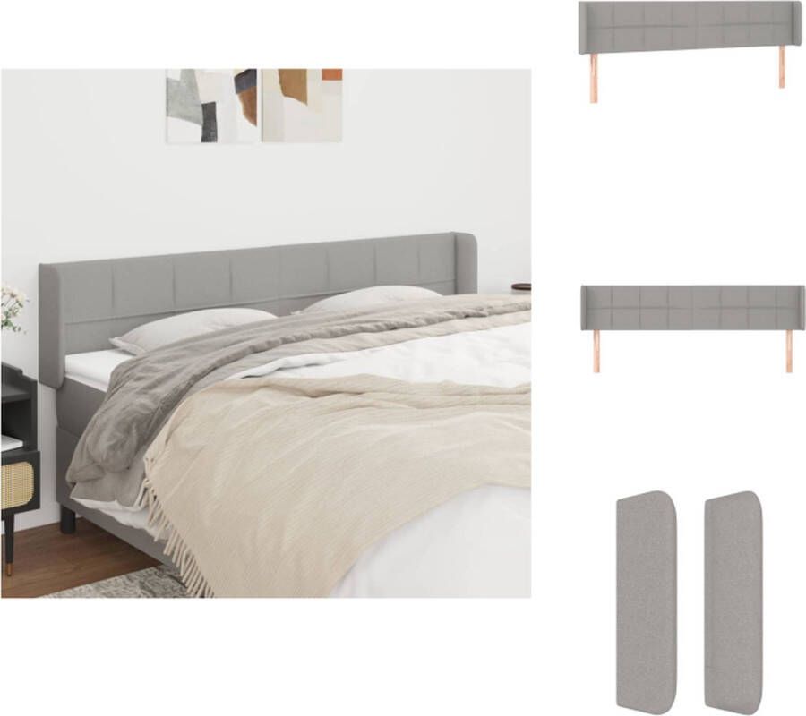 VidaXL Hoofdeind Bed Lichtgrijs Stof Verstelbare Hoogte Comfortabele Ondersteuning 163x16x78 88cm Bedonderdeel - Foto 2
