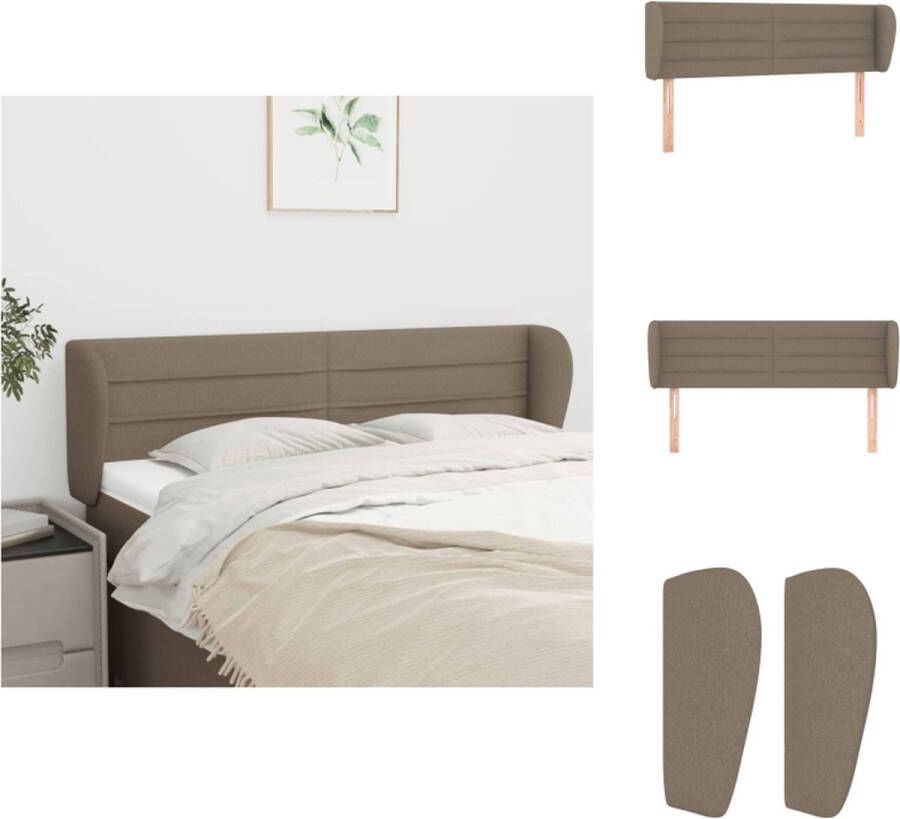 VidaXL Hoofdbord Hoofdborden Hoofdeinde Houten Hoofdbord met randen 147x23x78 88 cm stof taupe - Foto 2