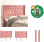 VidaXL Hoofdeind Bed Ondersteuning Roze 163 x 16 x 118 128 cm Fluwelen Stof Bedonderdeel Inclusief Houtreiniger en verfrisser - Thumbnail 1