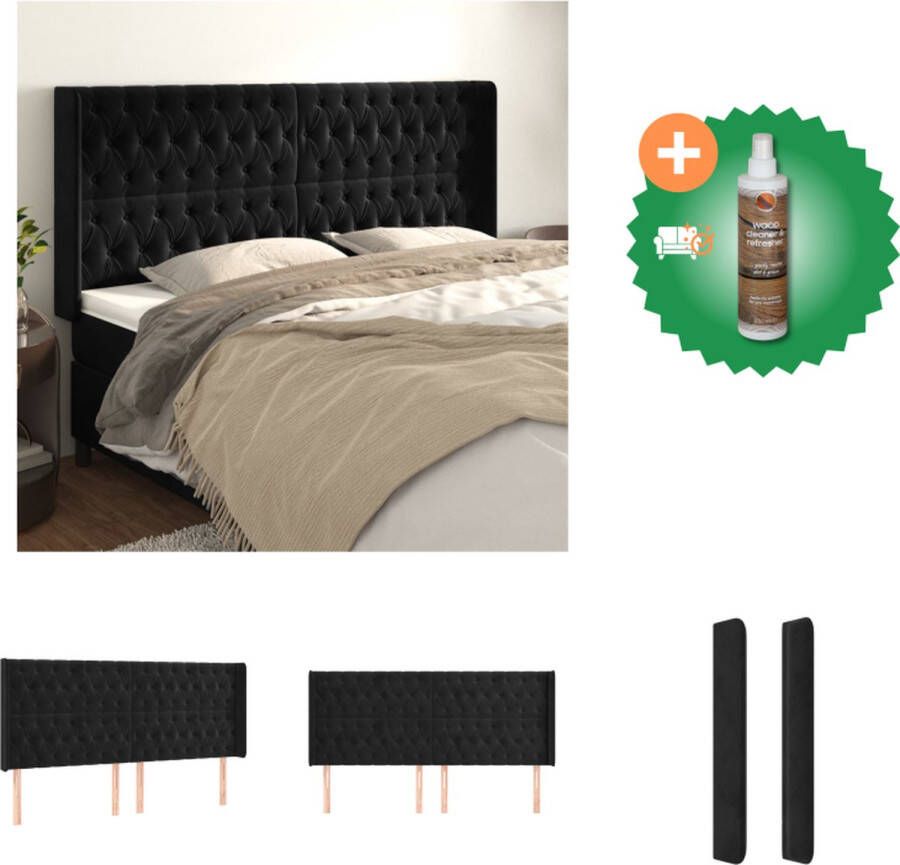 VidaXL Hoofdeind Bedombouw 203 x 16 x 118 128 cm Zwart Fluweel Bedonderdeel Inclusief Houtreiniger en verfrisser