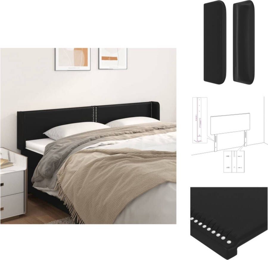 VidaXL Hoofdeind Bedombouw 203x16x78 88 cm Zwart Kunstleer Stabiele Poten Verstelbare Hoogte Bedonderdeel