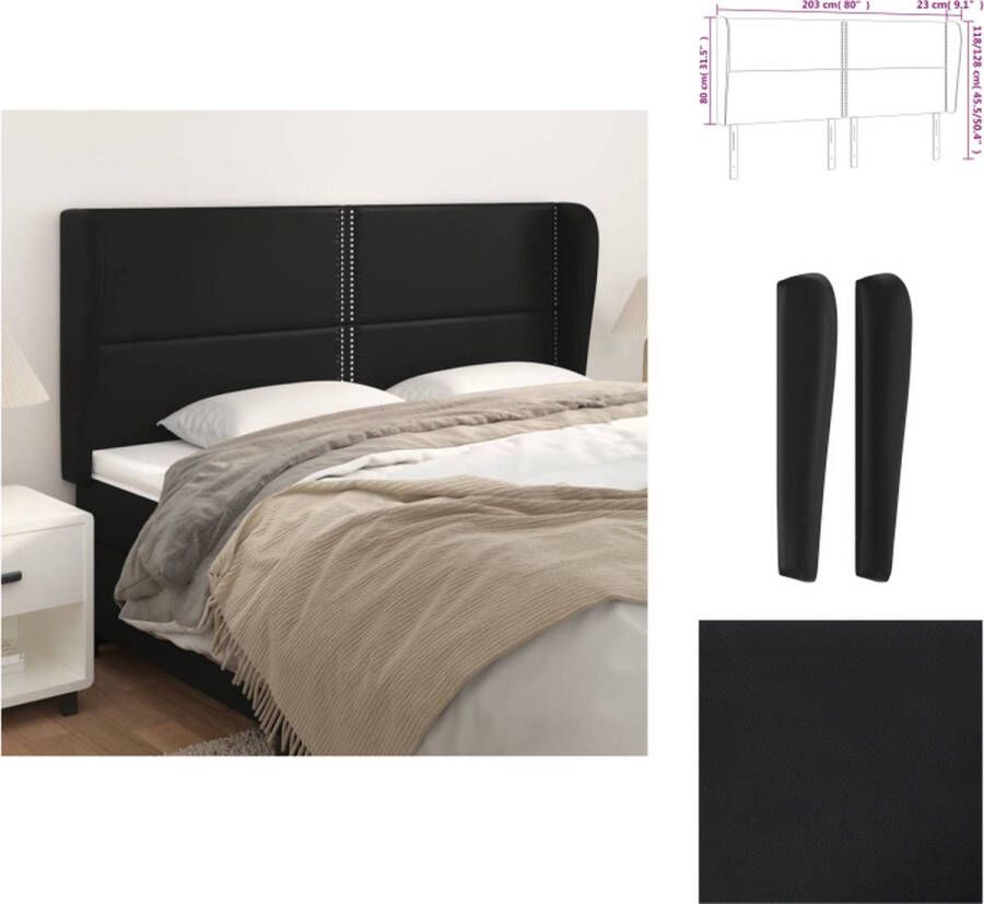 VidaXL Hoofdbord Hoofdborden Hoofdeinde Houten Hoofdbord met randen 203x23x118 128 cm kunstleer zwart - Foto 1