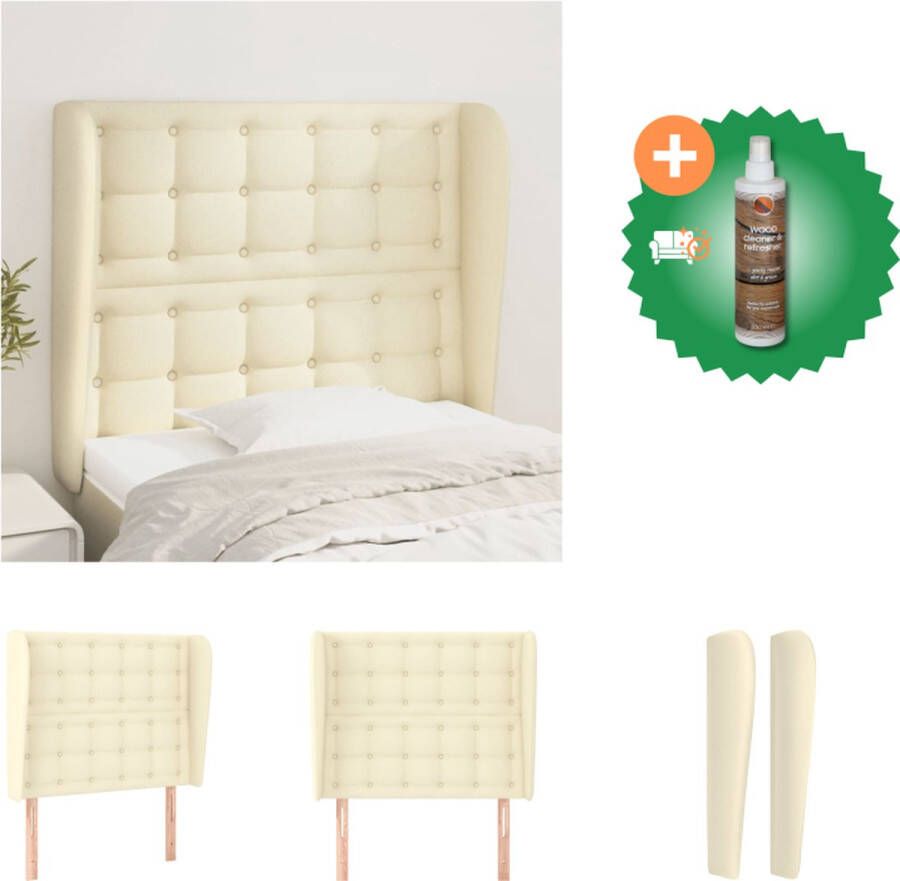 VidaXL Hoofdbord met randen 83x23x118 128 cm kunstleer crèmekleurig Bedonderdeel Inclusief Houtreiniger en verfrisser
