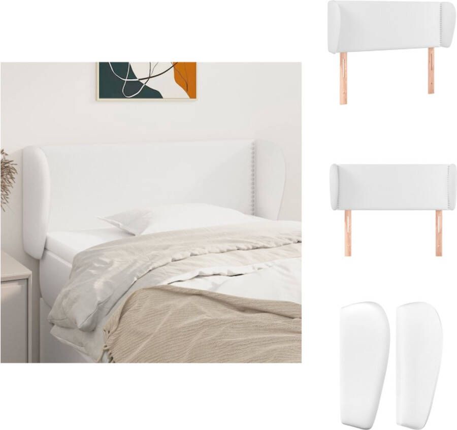 VidaXL Hoofdbord Hoofdborden Hoofdeinde Houten Hoofdbord met randen 83x23x78 88 cm kunstleer wit - Foto 4