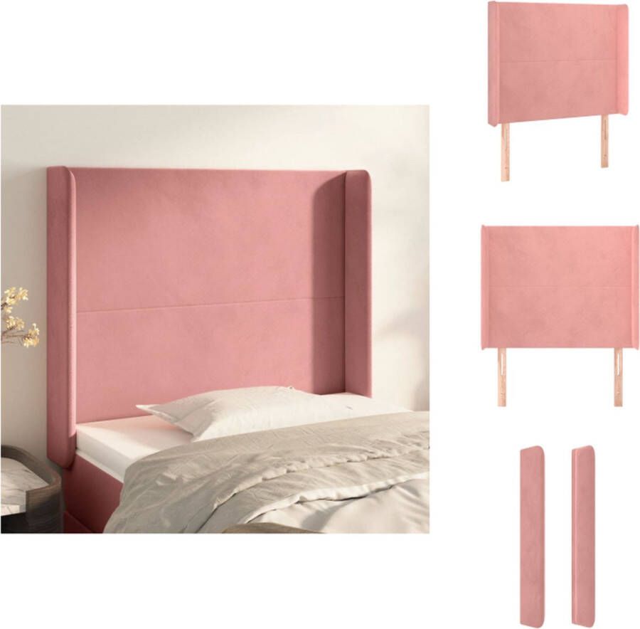 VidaXL Hoofdbord Hoofdeind Zacht fluweel Stevige poten Verstelbare hoogte Comfortabele ondersteuning Kleur- roze Materiaal- 100% polyester Afmetingen- 83x16x118 128 cm Bedonderdeel - Foto 4