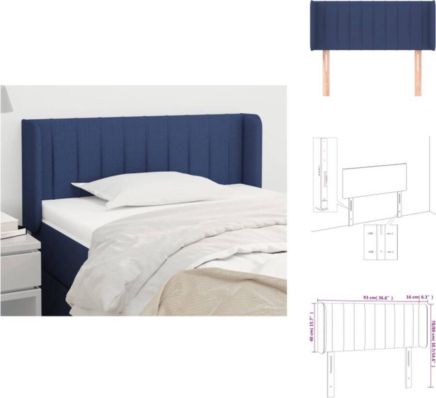 VidaXL Hoofdeind Bedombouw 93 x 16 x 78 88 cm Blauw Duurzaam stof Houten poten Verstelbare hoogte Bedonderdeel - Foto 2