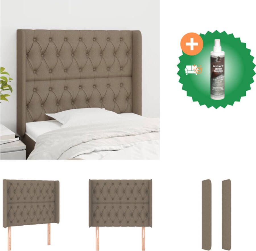 VidaXL Klassiek hoofdbord Stof Verstelbare hoogte Taupe 93x16x118 128cm Bedonderdeel Inclusief Reiniger - Foto 2