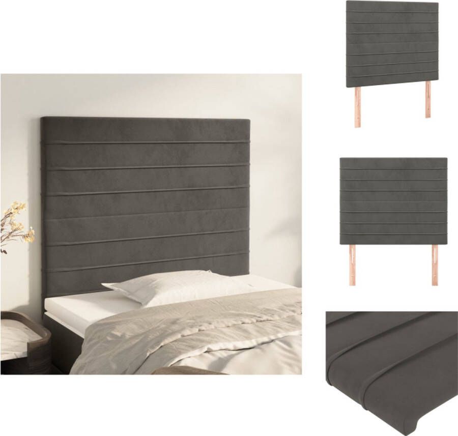 The Living Store Hoofdbord s Bedhoofdeind Donkergrijs 180 x 5 x 78 88 cm Fluweel Stevige poten Verstelbare hoogte Hoofd Bord Slaapkamers Hoofdkussen Beddecoratie Velvet - Foto 2