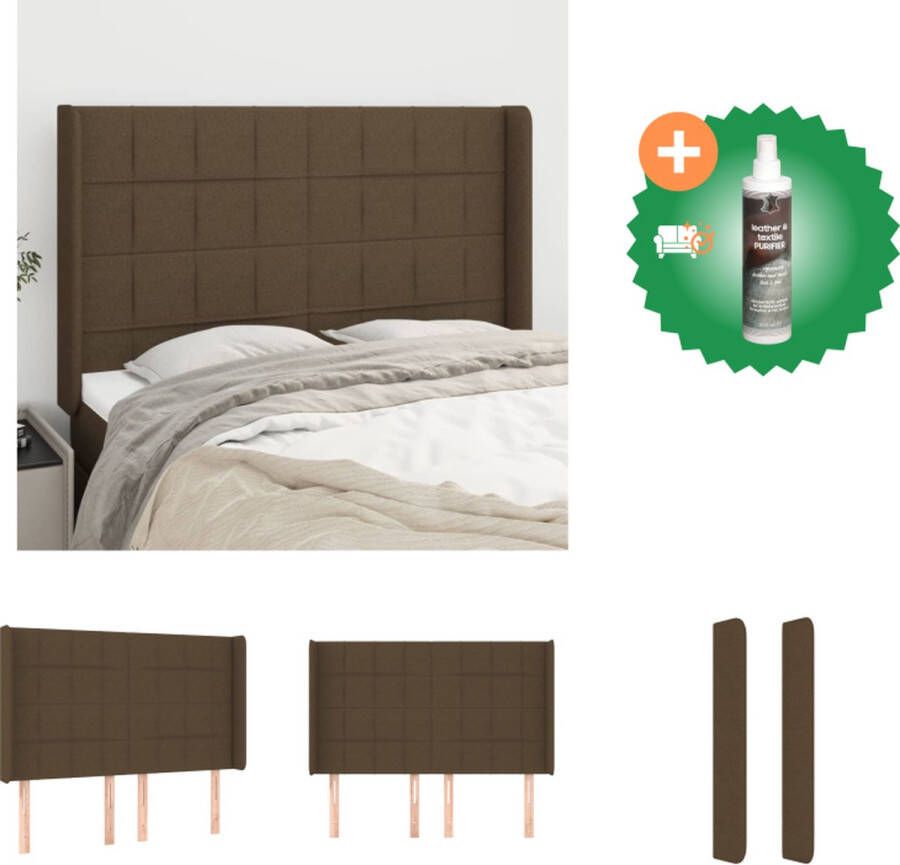 VidaXL Hoofdeind Donkerbruin 147x16x118 128 cm Trendy Duurzaam Hoofdbord met Verstelbare Hoogte en Stevige Poten Bedonderdeel Inclusief Reiniger