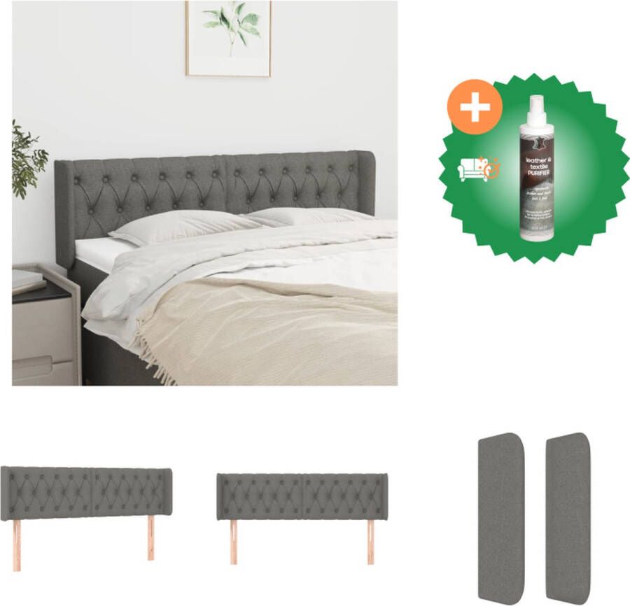 VidaXL Hoofdbord Hoofdeind en 2x rand 147x16x78 88cm Donkergrijs Ademend en duurzaam Bedonderdeel Inclusief Reiniger