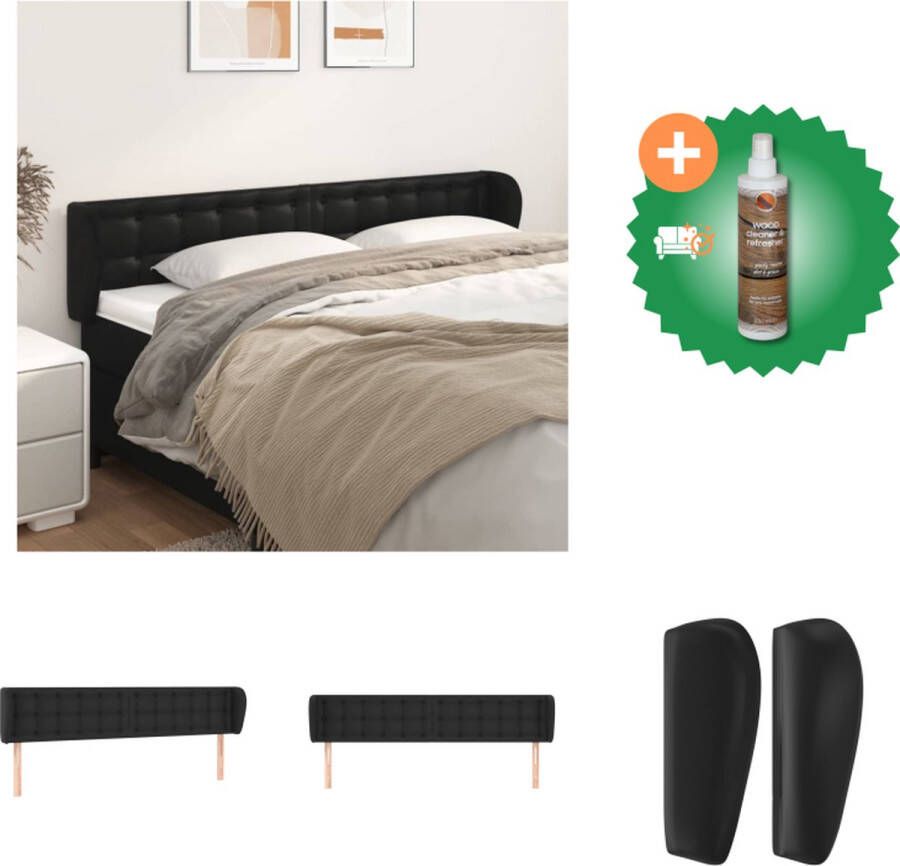 VidaXL Hoofdeind Hoofdbord 163 x 23 x 78 88 cm Zwart Kunstleer Bedonderdeel Inclusief Houtreiniger en verfrisser