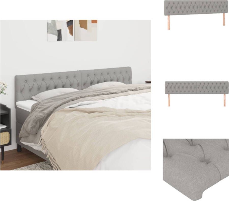 VidaXL Hoofdbord Hoofdborden Hoofdeinde Houten Hoofdbord Hoofdborden 2 st 90x7x78 88 cm stof lichtgrijs - Foto 2