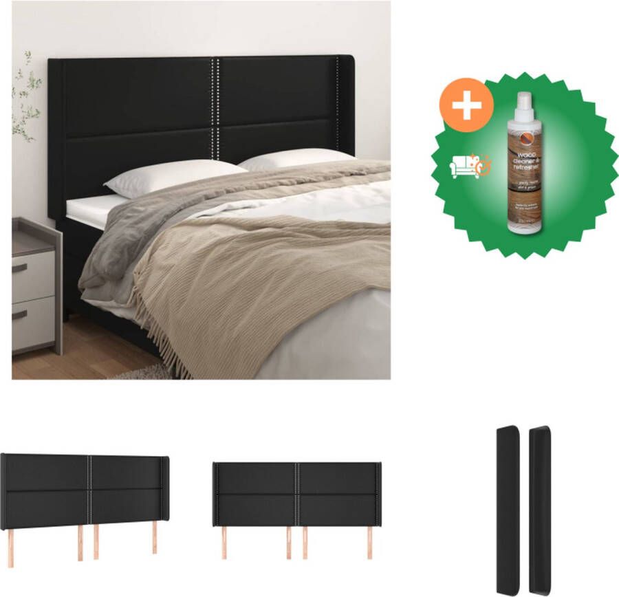 VidaXL Hoofdeind Hoofdbord 183x16x118 128 cm Verstelbare hoogte en stevige poten Duurzaam kunstleer Zwart Bedonderdeel Inclusief Houtreiniger en verfrisser