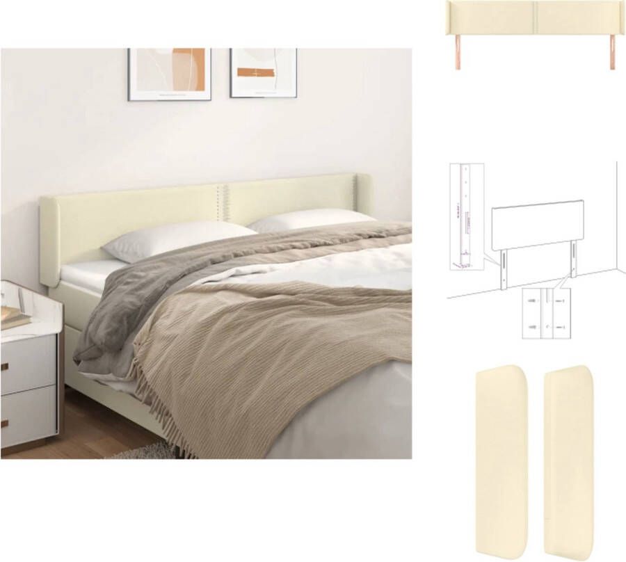 VidaXL Hoofdeind Hoofdbord 183x16x78 88 cm Crème Bedonderdeel