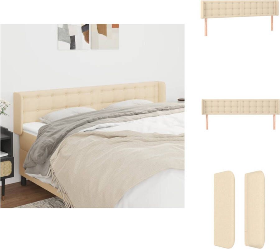 VidaXL Hoofdbord Bedombouw 203x16x78 88 cm Crème Stof (100% polyester) bewerkt hout massief larikshout Bedonderdeel - Foto 3