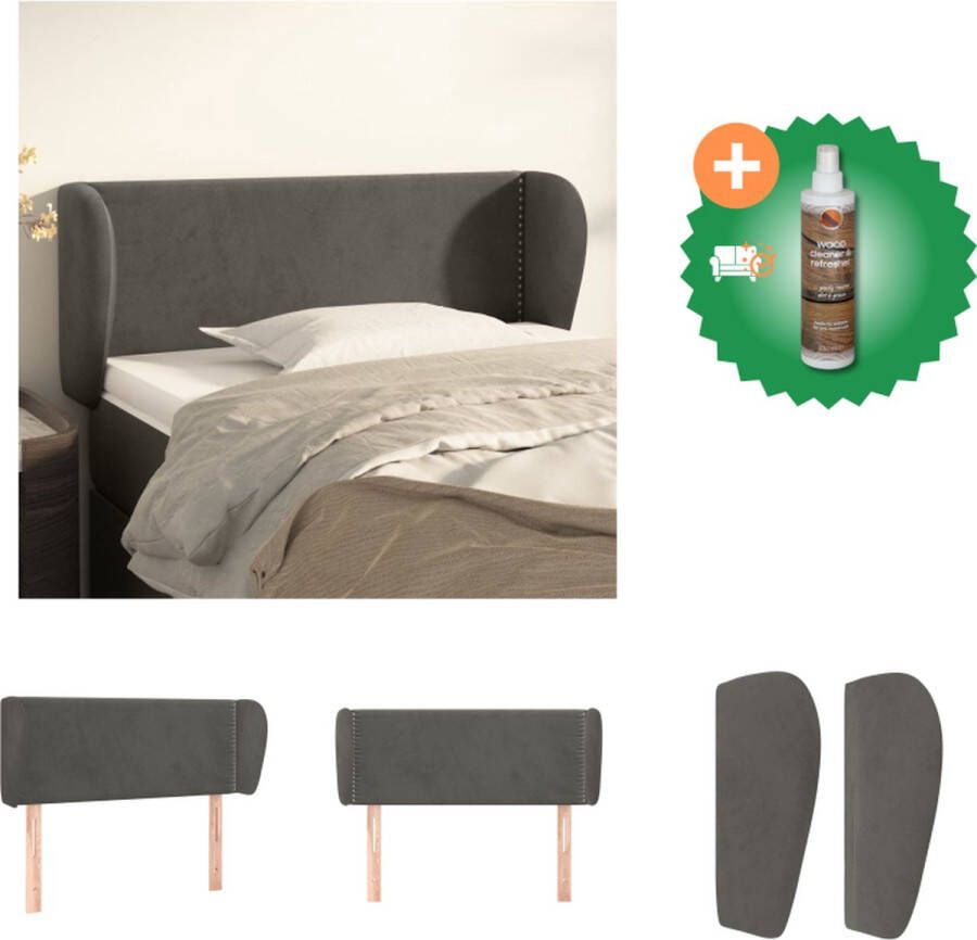 VidaXL Hoofdeind Hoofdbord 83 x 23 x 78 88 cm Donkergrijs Bedonderdeel Inclusief Houtreiniger en verfrisser