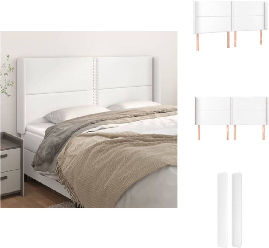 VidaXL Hoofdeind Hoofdbord Bed 203x16x118 128 cm Wit Kunstleer Bedonderdeel