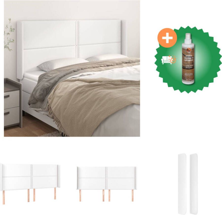 VidaXL Hoofdbord Klassieke Hoogwaardig Glanzend Kunstleer Verstelbare Hoogte Stevige Poten Comfortabele Ondersteuning Wit 203 x 16 x 118 128 cm Bedonderdeel Inclusief Houtreiniger en verfrisser