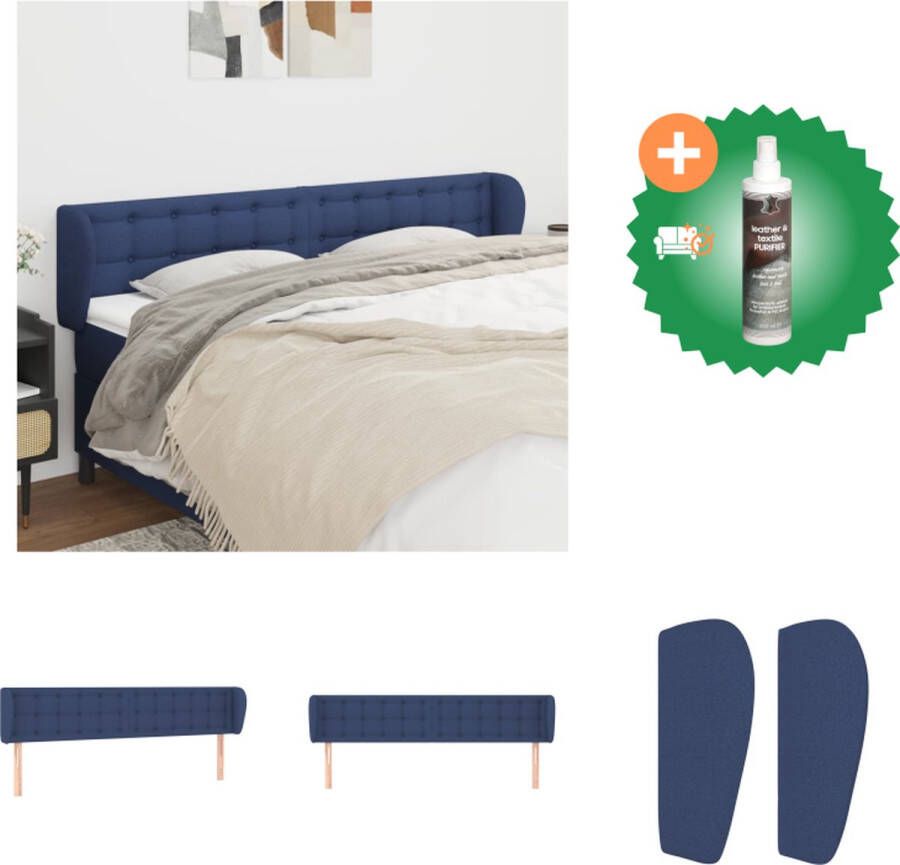 VidaXL Hoofdbord Blauw Stof 203 x 23 x 78 88 cm verstelbaar stevige poten comfortabele ondersteuning Bedonderdeel Inclusief Reiniger