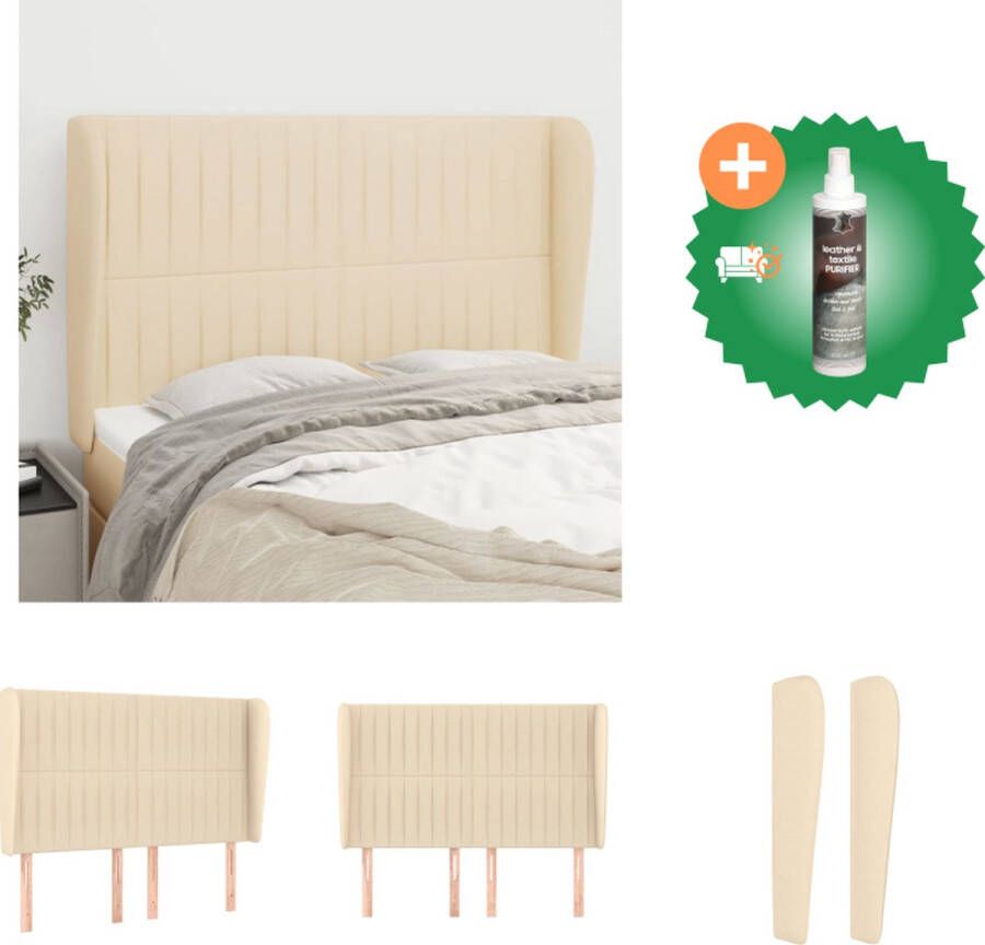 VidaXL Hoofdeind Hoofdbord Crème 147 x 23 x 118 128 cm Duurzaam materiaal Bedonderdeel Inclusief Reiniger