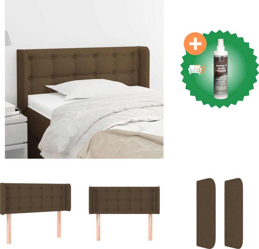 VidaXL Hoofdbord Donkerbruin Bedombouw 93x16x78 88 cm Stof Houten poten Verstelbare hoogte Bedonderdeel Inclusief Reiniger