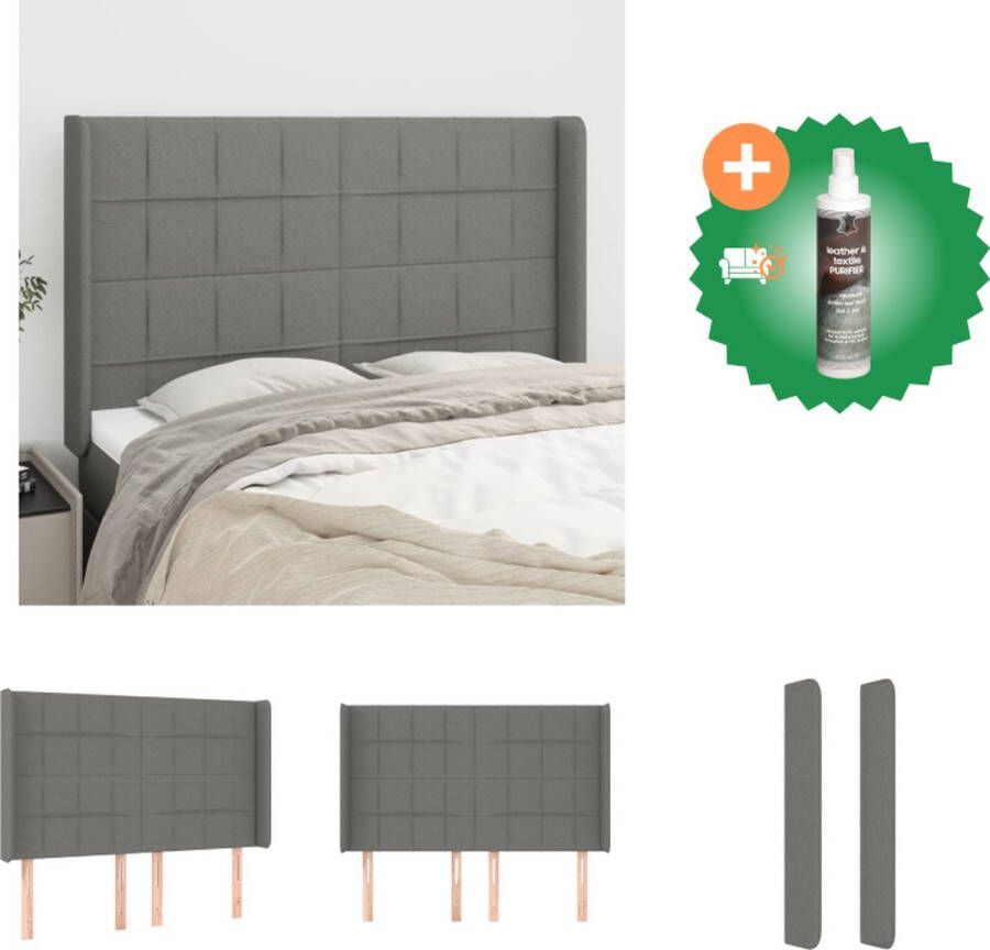 VidaXL Hoofdbord Trendy Ontwerp Hoogte Verstelbaar Comfortabele Ondersteuning Donkergrijs 147x16x118 128 Bedonderdeel Inclusief Reiniger