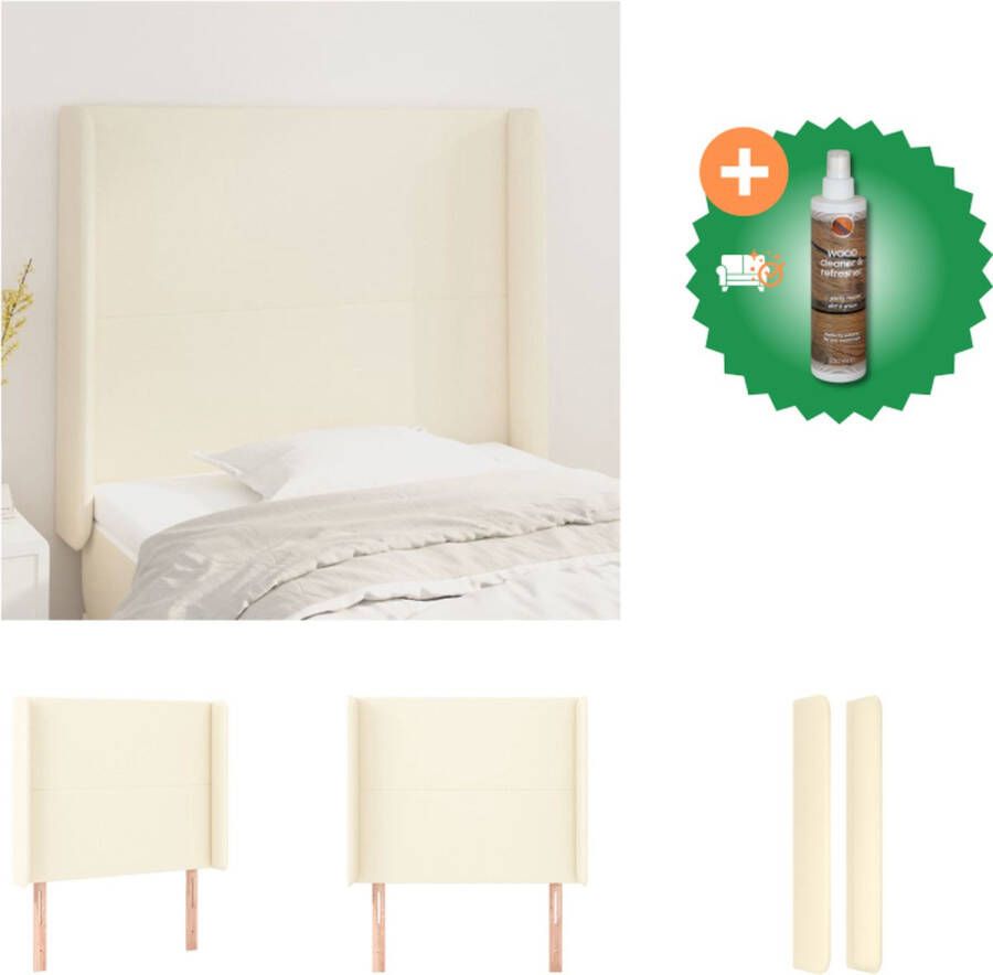 VidaXL Hoofdeind Hoofdbord Duurzaam kunstleer Verstelbare hoogte Comfortabele ondersteuning Kleur- crème Afmetingen- 103x16x118 128 cm Levering bevat 1x hoofdeind en 2x rand Bedonderdeel Inclusief Houtreiniger en verfrisser