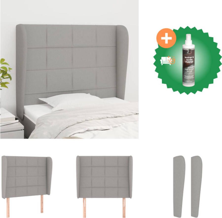 VidaXL Hoofdbord Bedombouw 103 x 23 x 118 128 cm Lichtgrijze stoffen bekleding Bedonderdeel Inclusief Reiniger