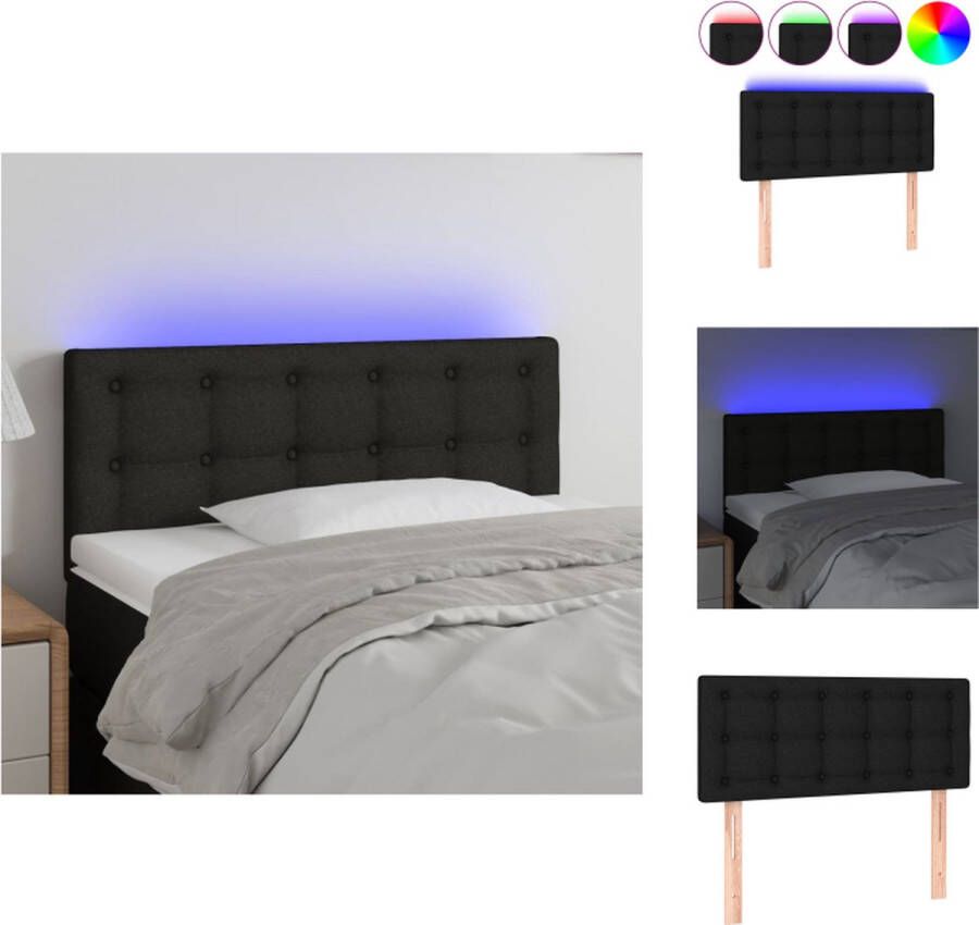 VidaXL Hoofdbord Hoofdborden Hoofdeinde Houten Hoofdbord LED 100x5x78 88 cm stof zwart - Foto 2