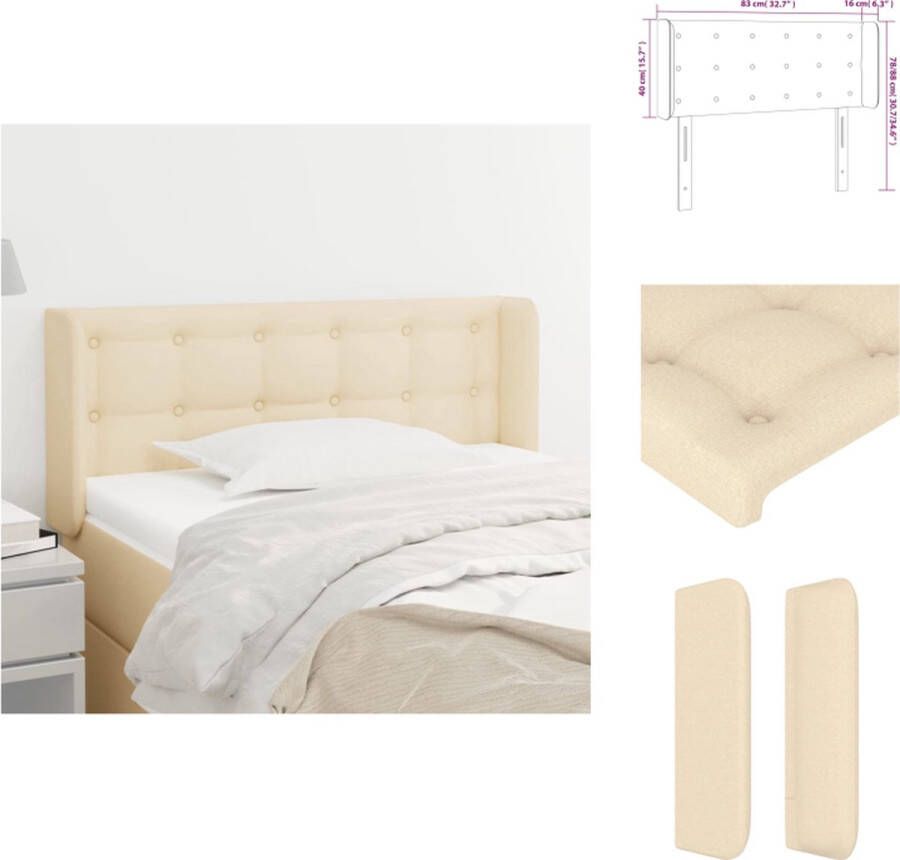 VidaXL Klassiek hoofdbord crème verstelbare hoogte ademend en duurzaam stevige poten comfortabele ondersteuning 83x16x78 88cm Bedonderdeel - Foto 3