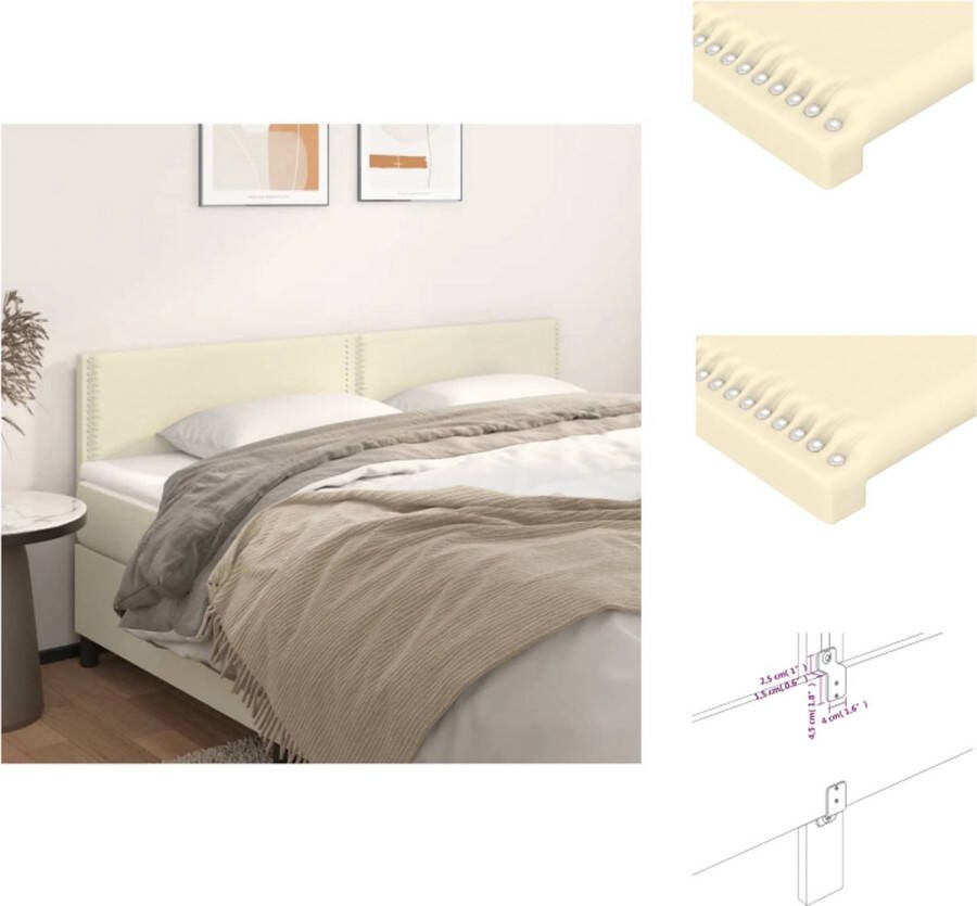 VidaXL Hoofdbord Hoofdborden Hoofdeinde Houten Hoofdbord Hoofdborden 2 st 80x5x78 88 cm kunstleer crèmekleurig - Foto 4
