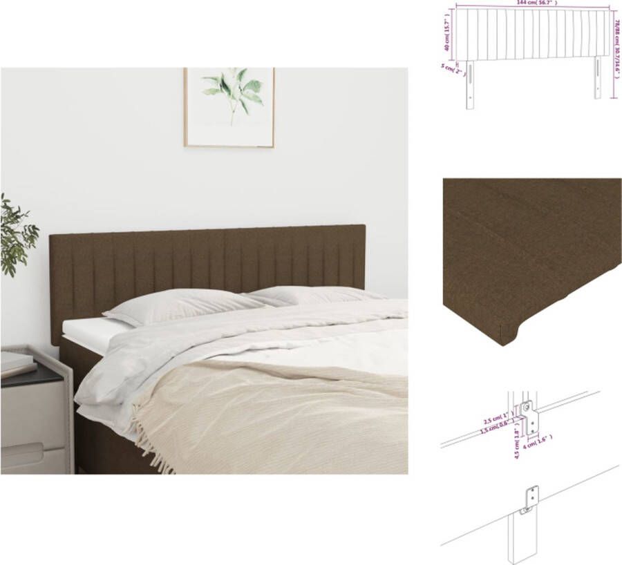 The Living Store Hoofdbord Bedondersteuning 144x5cm Duurzaam stof Stevige houten poten Verstelbare hoogte Kleur- donkerbruin Hoofd Bord Hoofdkussen Beddecoratie Slaap Accessoires Stoffen Hoofdbord - Foto 2