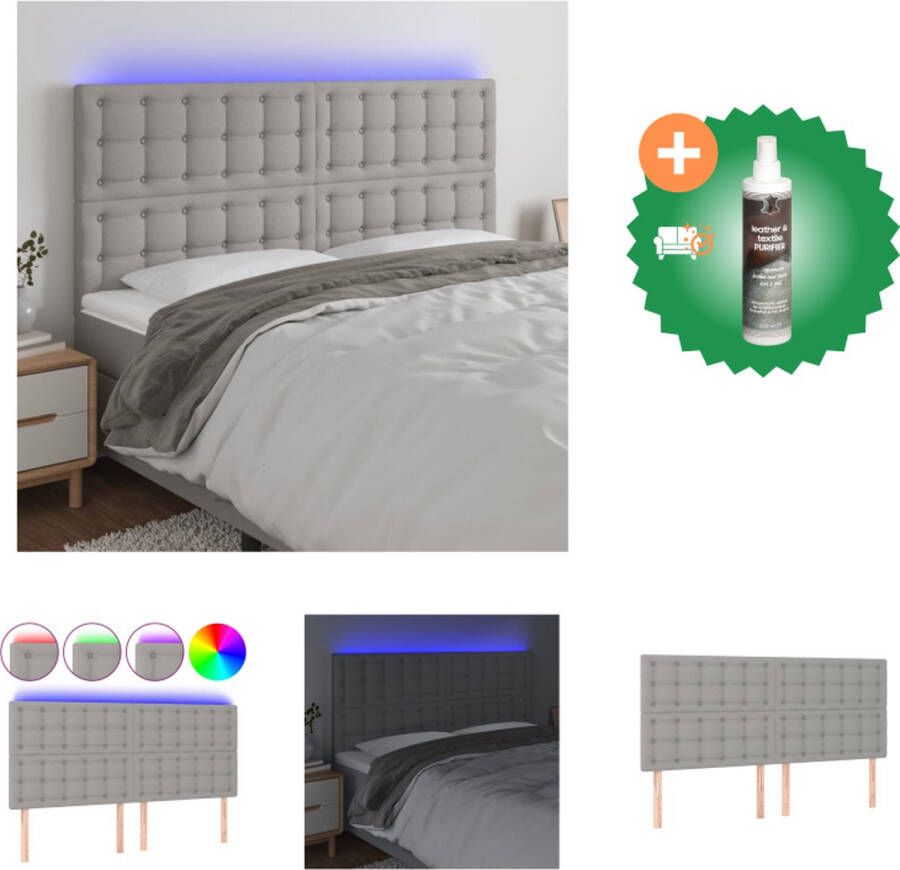 VidaXL Hoofdeind Klassiek LED Bedframe Afmeting- 160 x 5 x 118 128 cm Ken- Duurzaam LED-verlichting Verstelbaar Comfortabele ondersteuning Levering bevat- 1 x hoofdeind 2 LED-strips Bedonderdeel Inclusief Reiniger