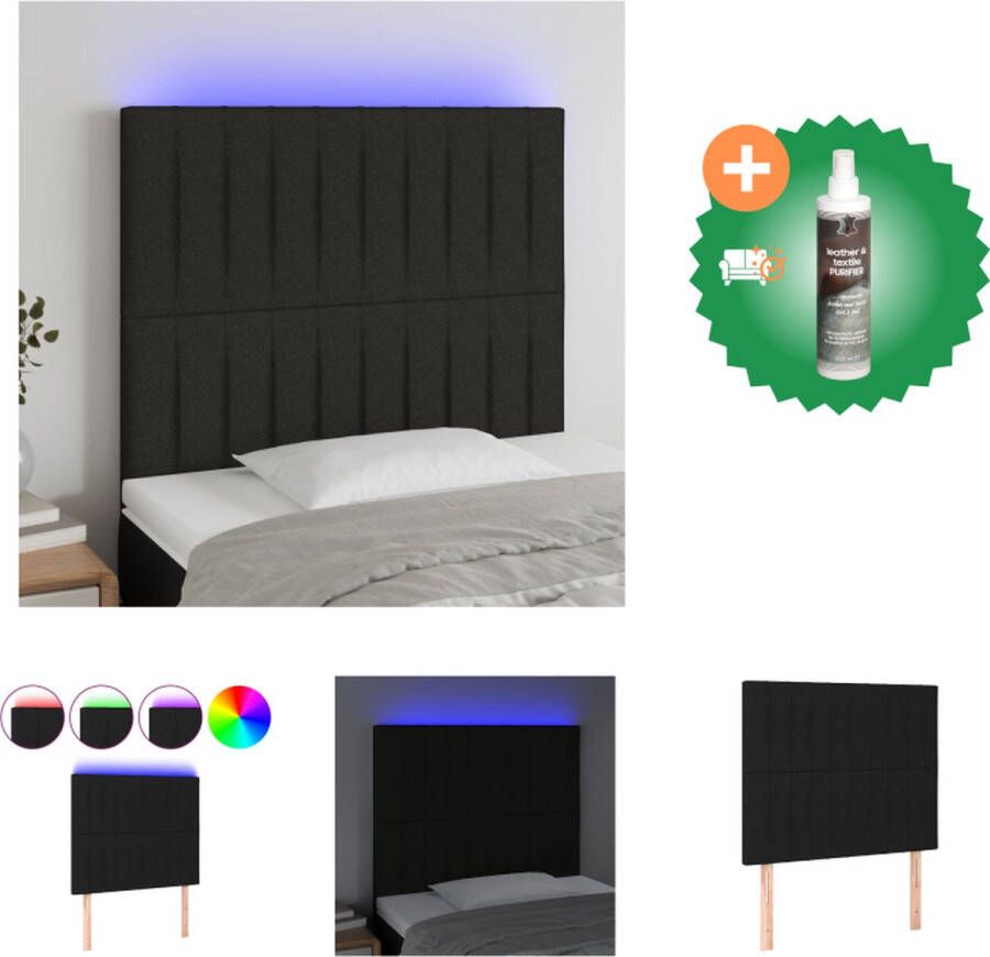 VidaXL Hoofdeind Klassiek LED Bedframe Afmeting- 90x5x118 128cm Kleur- Zwart Materiaal- Polyester hout schuim LED-strip- Lengte 55cm USB-aansluiting included Bedonderdeel Inclusief Reiniger