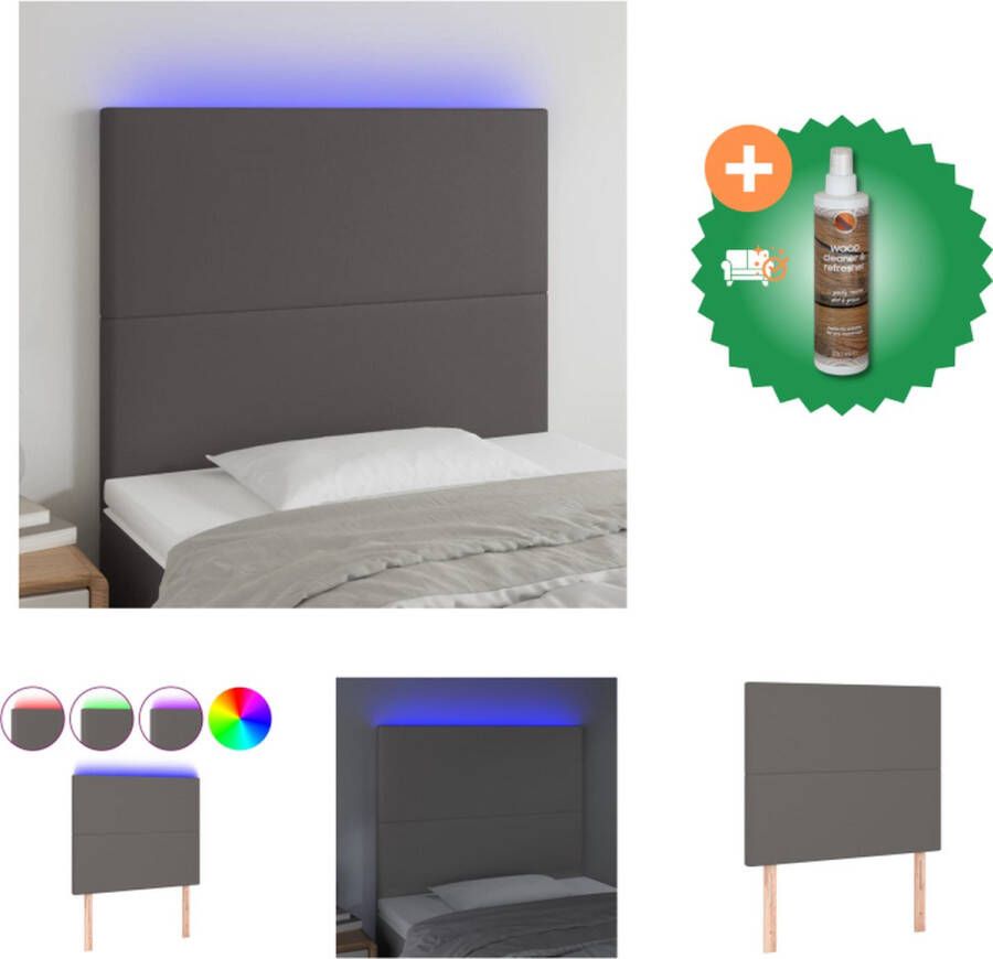 VidaXL Hoofdeind Klassiek LED Hoofdbord 100 x 5 x 118 128 cm Ken- Verstelbaar Bedonderdeel Inclusief Houtreiniger en verfrisser