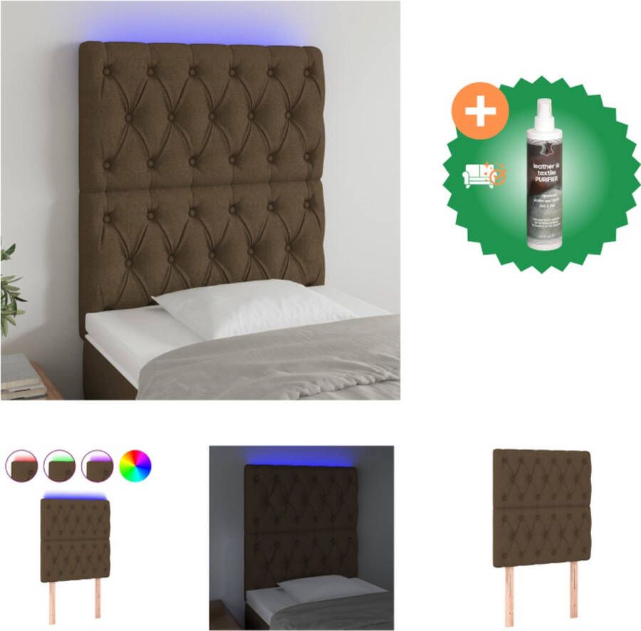 VidaXL Hoofdeind Klassiek LED Hoofdbord Afmeting 80 x 7 x 118 128 cm Kleur donkerbruin Bedonderdeel Inclusief Reiniger