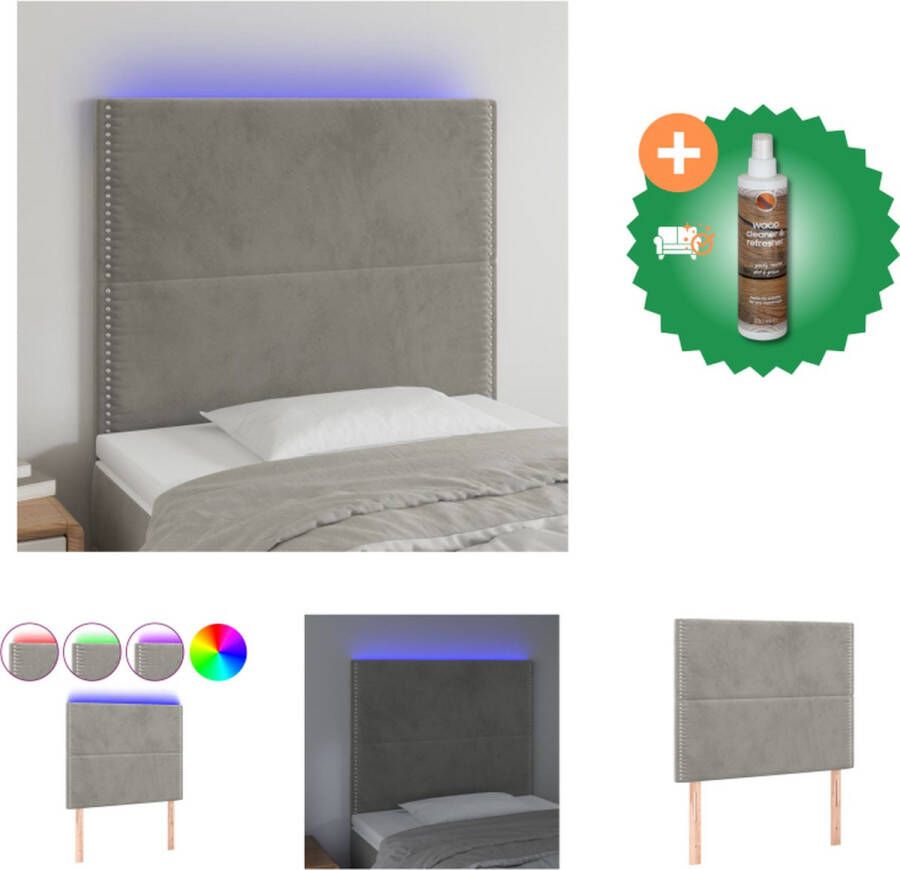 VidaXL Hoofdeind Klassiek LED-hoofdbord Hoofdborden 90 x 5 x 118 128 cm Ken- Zacht fluweel kleurrijke LED-verlichting verstelbare hoogte Bedonderdeel Inclusief Houtreiniger en verfrisser