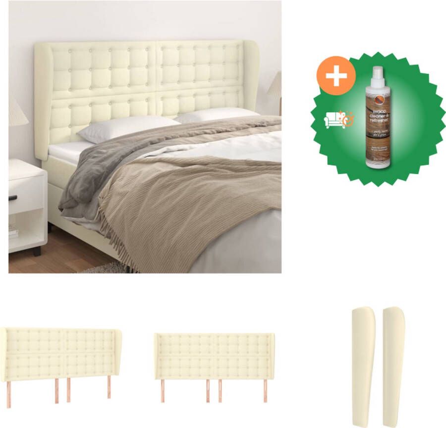 VidaXL Hoofdeind Kunstleren Hoofdbord 203 x 23 x 118 128 cm Crème Bedonderdeel Inclusief Houtreiniger en verfrisser