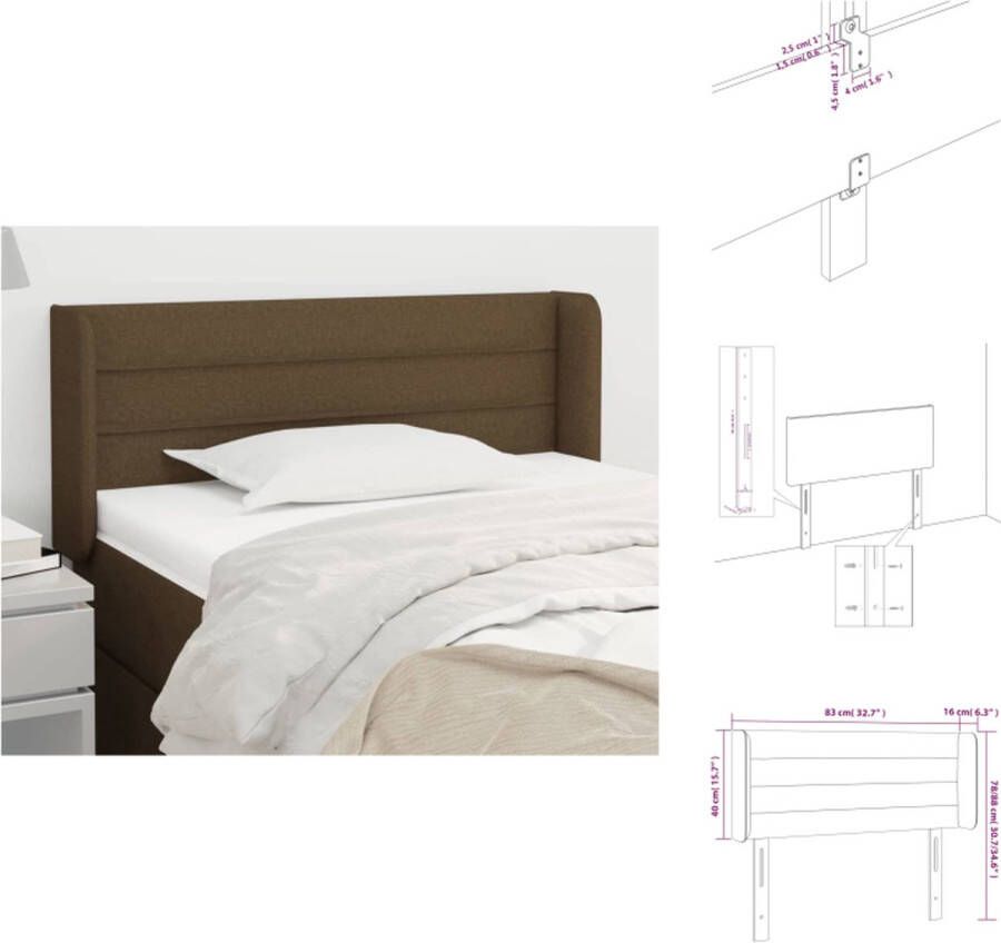 VidaXL Hoofdbord Donkerbruin Klassiek Ontwerp Verstelbare Hoogte Stevige Poten Ademend en Duurzaam Comfortabele Ondersteuning Bedonderdeel - Foto 2