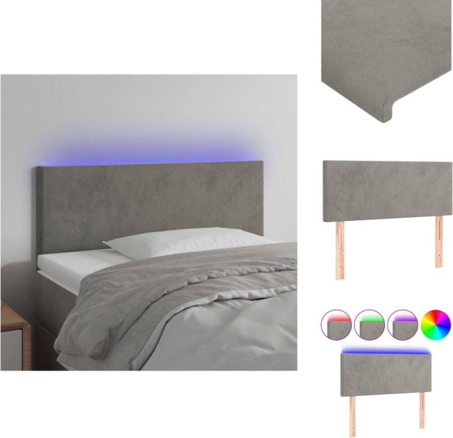 VidaXL Hoofdbord Hoofdborden Hoofdeinde Houten Hoofdbord LED 100x5x78 88 cm fluweel lichtgrijs - Foto 2