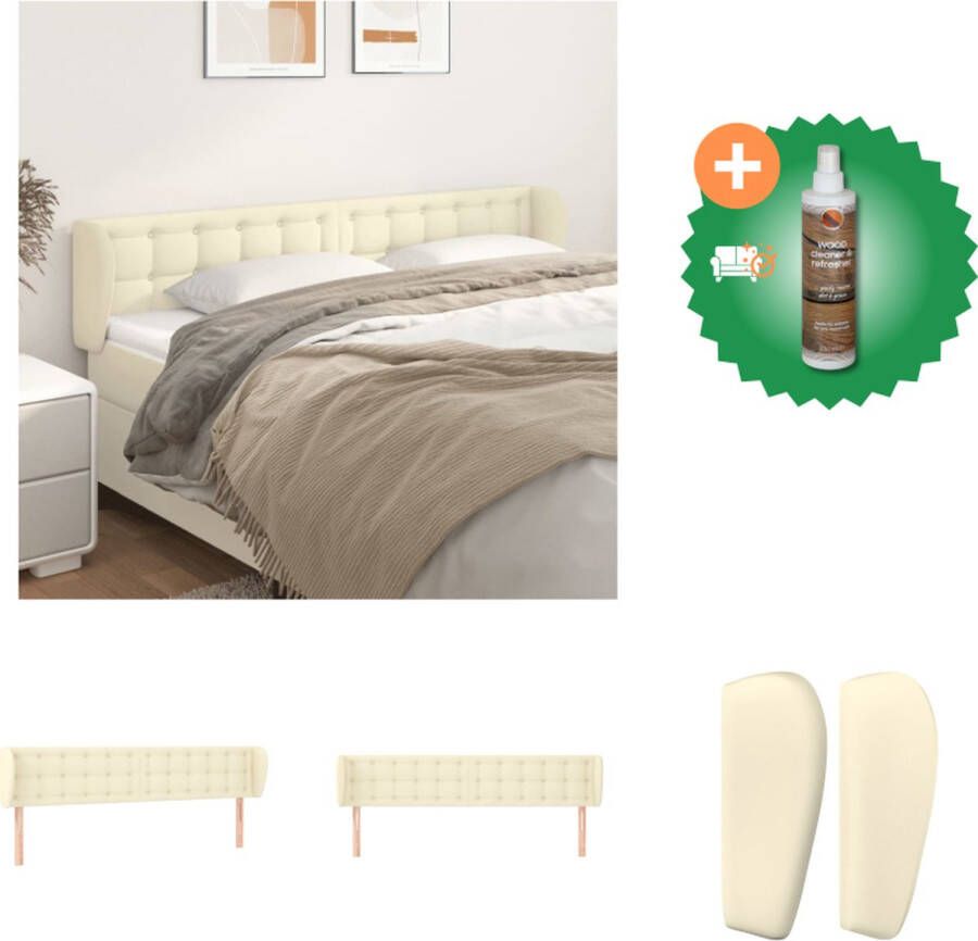 VidaXL Hoofdeind massief kunstleren hoofdbord 163x23x78 88cm comfortabele ondersteuning Bedonderdeel Inclusief Houtreiniger en verfrisser