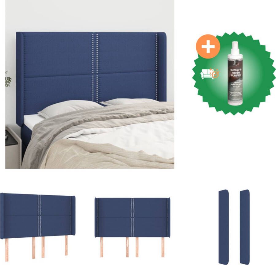 VidaXL Hoofdeind s Hoofdbord Verstelbare Hoogte Blauw 147x16x118 128 cm Bedonderdeel Inclusief Reiniger