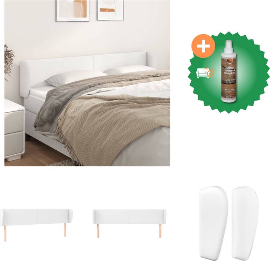 VidaXL Hoofdeind Trendy Hoofdbord Kunstleer Verstelbare Hoogte Stabiele Poten Comfortabele Rugondersteuning Wit 183x23x78 88 cm Bedonderdeel Inclusief Houtreiniger en verfrisser