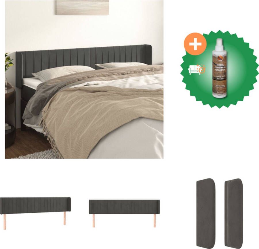 VidaXL Hoofdeind Trendy Stoffen Hoofdbord 203x16x78 88cm Donkergrijs Bedonderdeel Inclusief Houtreiniger en verfrisser
