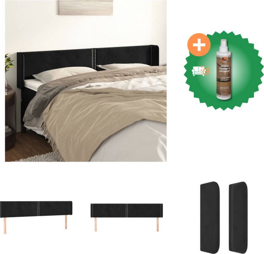 VidaXL Hoofdeind Zwarte Stoffen Hoofdbord Verstelbare Hoogte 183x16x78 88 cm Bedonderdeel Inclusief Houtreiniger en verfrisser