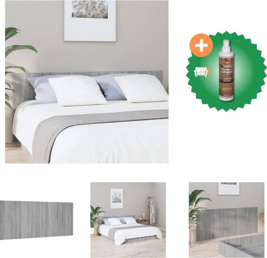VidaXL Hoofdeinde Houten Hoofdbord 200 x 1.5 x 80 cm Grijs Sonoma Eiken Bedonderdeel Inclusief Houtreiniger en verfrisser