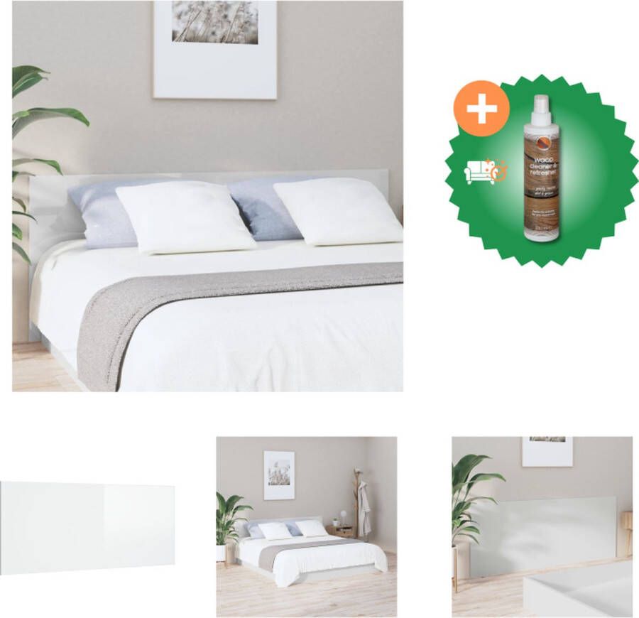 VidaXL Hoofdeinde Houten Hoofdbord 200 x 1.5 x 80 cm Hoogglans Wit Bedonderdeel Inclusief Houtreiniger en verfrisser