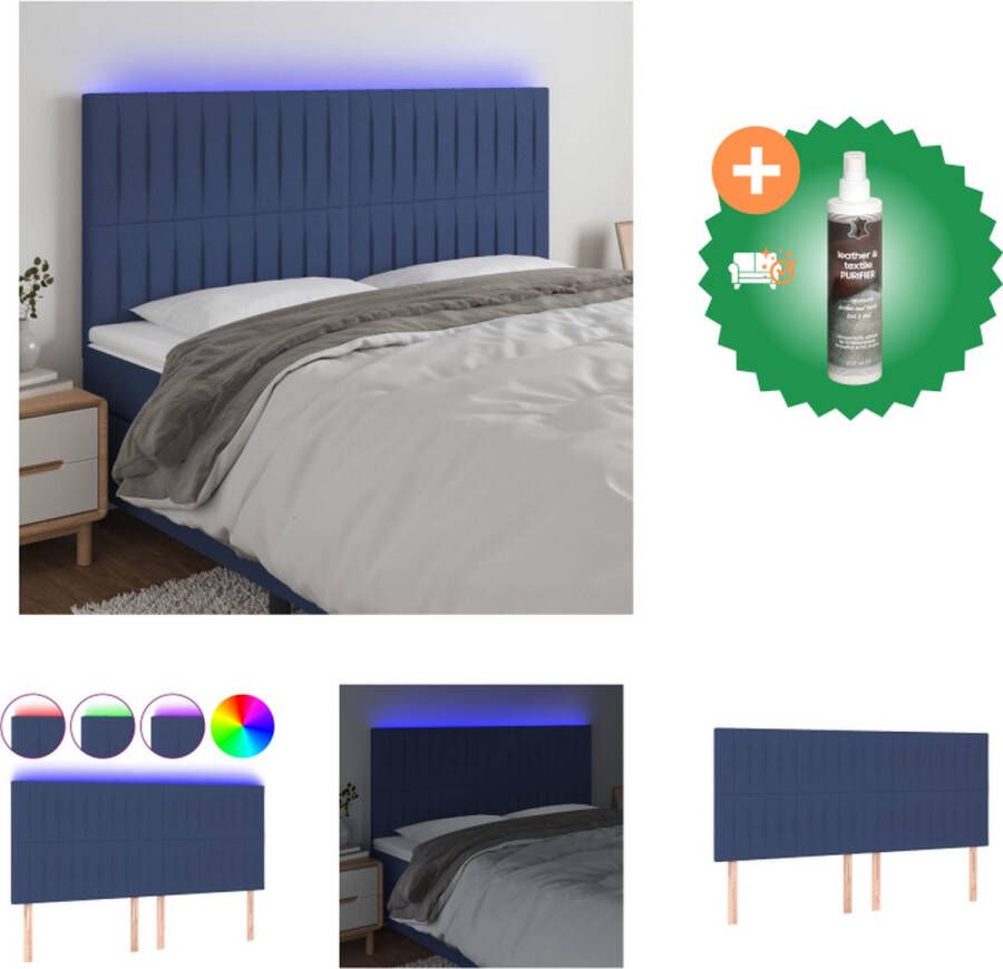 VidaXL Hoofdeinde LED Blauw 180 x 5 x 118 128 cm verstelbaar hoofdbord schuimvulling met snijdbare LED-strip inclusief 2 strips Bedonderdeel Inclusief Reiniger